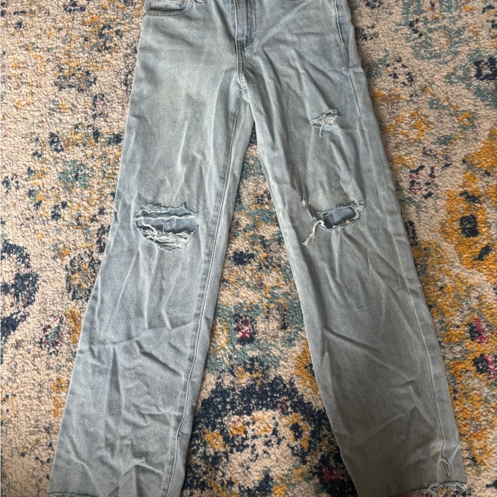 RSQ Distressed Light Blue Jeans Wide leg